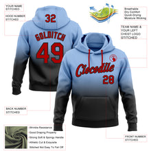 Load image into Gallery viewer, Custom Stitched Light Blue Red-Black Fade Fashion Sports Pullover Sweatshirt Hoodie
