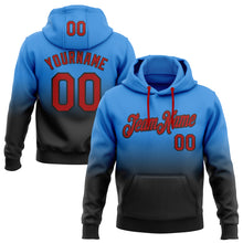 Load image into Gallery viewer, Custom Stitched Powder Blue Red-Black Fade Fashion Sports Pullover Sweatshirt Hoodie
