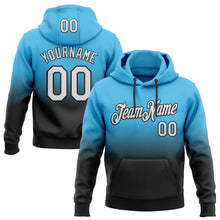 Load image into Gallery viewer, Custom Stitched Sky Blue White-Black Fade Fashion Sports Pullover Sweatshirt Hoodie
