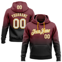 Laden Sie das Bild in den Galerie-Viewer, Custom Stitched Burgundy White Black-Gold Fade Fashion Sports Pullover Sweatshirt Hoodie

