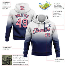 Load image into Gallery viewer, Custom Stitched White Medium Pink-Navy Fade Fashion Sports Pullover Sweatshirt Hoodie
