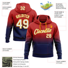 Load image into Gallery viewer, Custom Stitched Red White Navy-Gold Fade Fashion Sports Pullover Sweatshirt Hoodie
