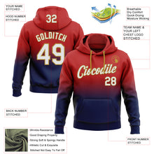 Load image into Gallery viewer, Custom Stitched Red White Navy-Old Gold Fade Fashion Sports Pullover Sweatshirt Hoodie
