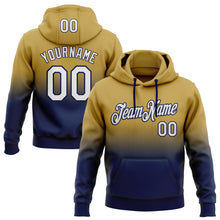 Load image into Gallery viewer, Custom Stitched Old Gold White-Navy Fade Fashion Sports Pullover Sweatshirt Hoodie
