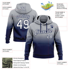 Load image into Gallery viewer, Custom Stitched Gray White-Navy Fade Fashion Sports Pullover Sweatshirt Hoodie
