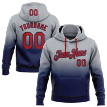 Load image into Gallery viewer, Custom Stitched Gray Red-Navy Fade Fashion Sports Pullover Sweatshirt Hoodie
