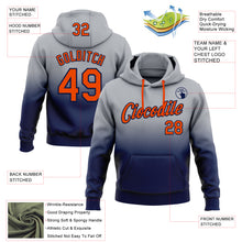 Load image into Gallery viewer, Custom Stitched Gray Orange-Navy Fade Fashion Sports Pullover Sweatshirt Hoodie
