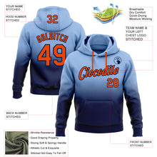 Load image into Gallery viewer, Custom Stitched Light Blue Orange-Navy Fade Fashion Sports Pullover Sweatshirt Hoodie
