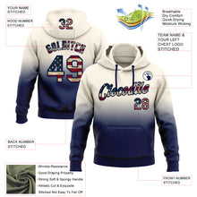 Load image into Gallery viewer, Custom Stitched Cream Vintage USA Flag-Navy Fade Fashion Sports Pullover Sweatshirt Hoodie
