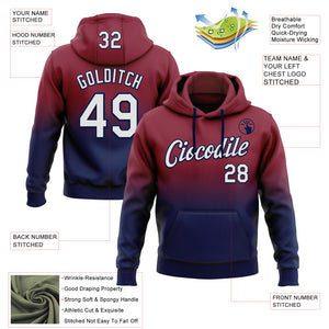 Custom Stitched Crimson White-Navy Fade Fashion Sports Pullover Sweatshirt Hoodie