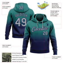 Load image into Gallery viewer, Custom Stitched Teal Gray-Navy Fade Fashion Sports Pullover Sweatshirt Hoodie
