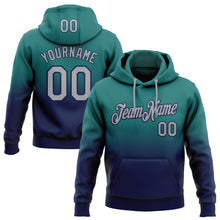 Load image into Gallery viewer, Custom Stitched Teal Gray-Navy Fade Fashion Sports Pullover Sweatshirt Hoodie
