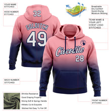 Load image into Gallery viewer, Custom Stitched Medium Pink White-Navy Fade Fashion Sports Pullover Sweatshirt Hoodie
