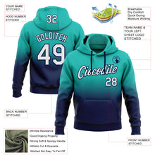 Load image into Gallery viewer, Custom Stitched Aqua White-Navy Fade Fashion Sports Pullover Sweatshirt Hoodie
