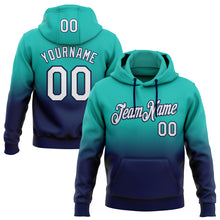 Load image into Gallery viewer, Custom Stitched Aqua White-Navy Fade Fashion Sports Pullover Sweatshirt Hoodie
