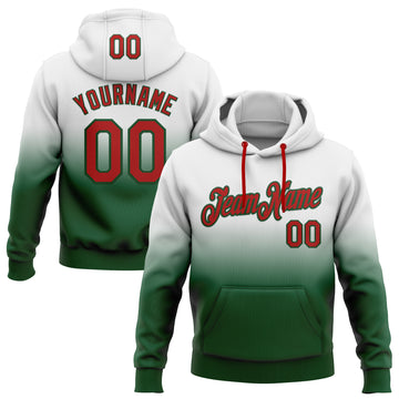 Custom Stitched White Red-Green Fade Fashion Sports Pullover Sweatshirt Hoodie