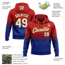 Load image into Gallery viewer, Custom Stitched Red White Royal-Old Gold Fade Fashion Sports Pullover Sweatshirt Hoodie
