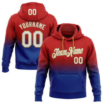 Custom Stitched Red White Royal-Old Gold Fade Fashion Sports Pullover Sweatshirt Hoodie