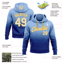 Load image into Gallery viewer, Custom Stitched Light Blue White Royal-Gold Fade Fashion Sports Pullover Sweatshirt Hoodie
