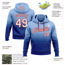 Load image into Gallery viewer, Custom Stitched Light Blue White Royal-Red Fade Fashion Sports Pullover Sweatshirt Hoodie
