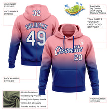 Load image into Gallery viewer, Custom Stitched Medium Pink White-Royal Fade Fashion Sports Pullover Sweatshirt Hoodie
