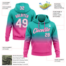 Load image into Gallery viewer, Custom Stitched Aqua White-Pink Fade Fashion Sports Pullover Sweatshirt Hoodie
