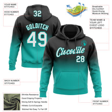 Load image into Gallery viewer, Custom Stitched Black White-Aqua Fade Fashion Sports Pullover Sweatshirt Hoodie
