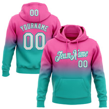 Load image into Gallery viewer, Custom Stitched Pink White-Aqua Fade Fashion Sports Pullover Sweatshirt Hoodie
