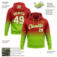 Load image into Gallery viewer, Custom Stitched Red White-Neon Green Fade Fashion Sports Pullover Sweatshirt Hoodie

