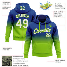 Load image into Gallery viewer, Custom Stitched Royal White-Neon Green Fade Fashion Sports Pullover Sweatshirt Hoodie
