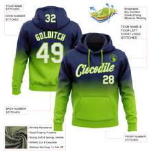 Load image into Gallery viewer, Custom Stitched Navy White-Neon Green Fade Fashion Sports Pullover Sweatshirt Hoodie
