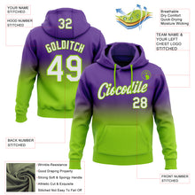 Load image into Gallery viewer, Custom Stitched Purple White-Neon Green Fade Fashion Sports Pullover Sweatshirt Hoodie
