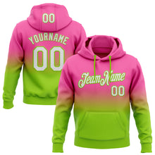 Load image into Gallery viewer, Custom Stitched Pink White-Neon Green Fade Fashion Sports Pullover Sweatshirt Hoodie
