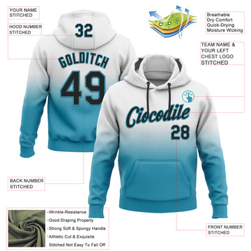 Custom Stitched White Black-Panther Blue Fade Fashion Sports Pullover Sweatshirt Hoodie