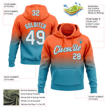 Load image into Gallery viewer, Custom Stitched Orange White-Panther Blue Fade Fashion Sports Pullover Sweatshirt Hoodie
