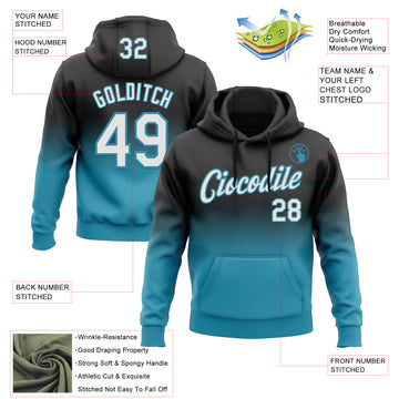 Custom Stitched Black White-Panther Blue Fade Fashion Sports Pullover Sweatshirt Hoodie