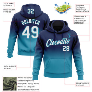 Custom Stitched Navy White-Panther Blue Fade Fashion Sports Pullover Sweatshirt Hoodie