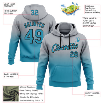 Custom Stitched Gray Panther Blue-Black Fade Fashion Sports Pullover Sweatshirt Hoodie