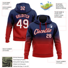 Load image into Gallery viewer, Custom Stitched Navy White-Red Fade Fashion Sports Pullover Sweatshirt Hoodie
