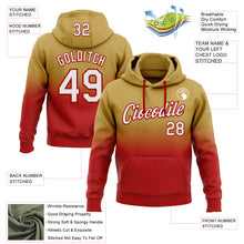 Load image into Gallery viewer, Custom Stitched Old Gold White-Red Fade Fashion Sports Pullover Sweatshirt Hoodie
