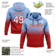 Load image into Gallery viewer, Custom Stitched Light Blue White-Red Fade Fashion Sports Pullover Sweatshirt Hoodie
