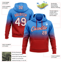 Load image into Gallery viewer, Custom Stitched Powder Blue White-Red Fade Fashion Sports Pullover Sweatshirt Hoodie
