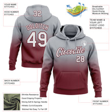 Load image into Gallery viewer, Custom Stitched Gray White-Burgundy Fade Fashion Sports Pullover Sweatshirt Hoodie

