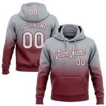 Load image into Gallery viewer, Custom Stitched Gray White-Burgundy Fade Fashion Sports Pullover Sweatshirt Hoodie
