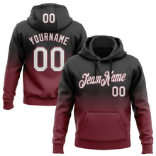 Load image into Gallery viewer, Custom Stitched Black White-Burgundy Fade Fashion Sports Pullover Sweatshirt Hoodie
