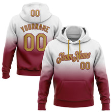 Load image into Gallery viewer, Custom Stitched White Old Gold-Crimson Fade Fashion Sports Pullover Sweatshirt Hoodie
