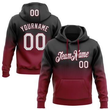 Custom Stitched Black White-Crimson Fade Fashion Sports Pullover Sweatshirt Hoodie