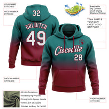 Load image into Gallery viewer, Custom Stitched Teal White-Crimson Fade Fashion Sports Pullover Sweatshirt Hoodie
