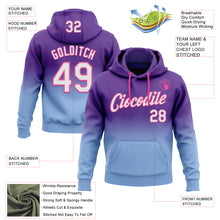 Load image into Gallery viewer, Custom Stitched Purple White Light Blue-Pink Fade Fashion Sports Pullover Sweatshirt Hoodie
