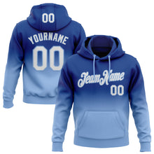 Load image into Gallery viewer, Custom Stitched Royal White-Light Blue Fade Fashion Sports Pullover Sweatshirt Hoodie
